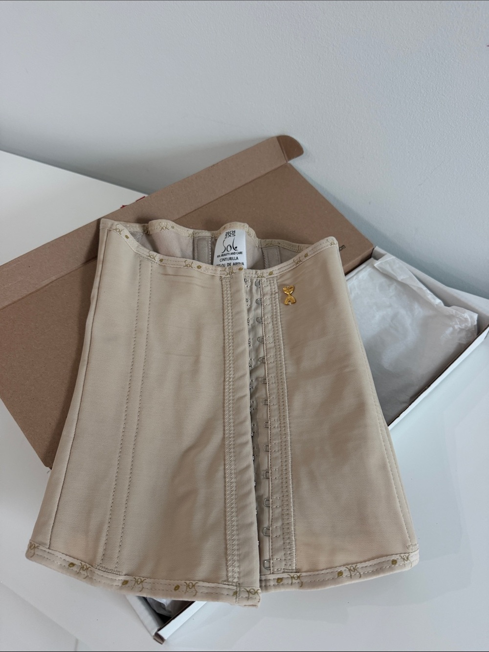 Neutral Beige High-Waist Shaping Mini Skirt